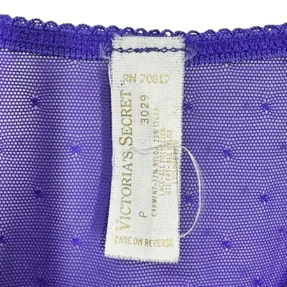 Vintage Victoria's Secret Purple Lace Teddy P XS Sheer High Cut Leg Bodysuit - Picture 6 of 7